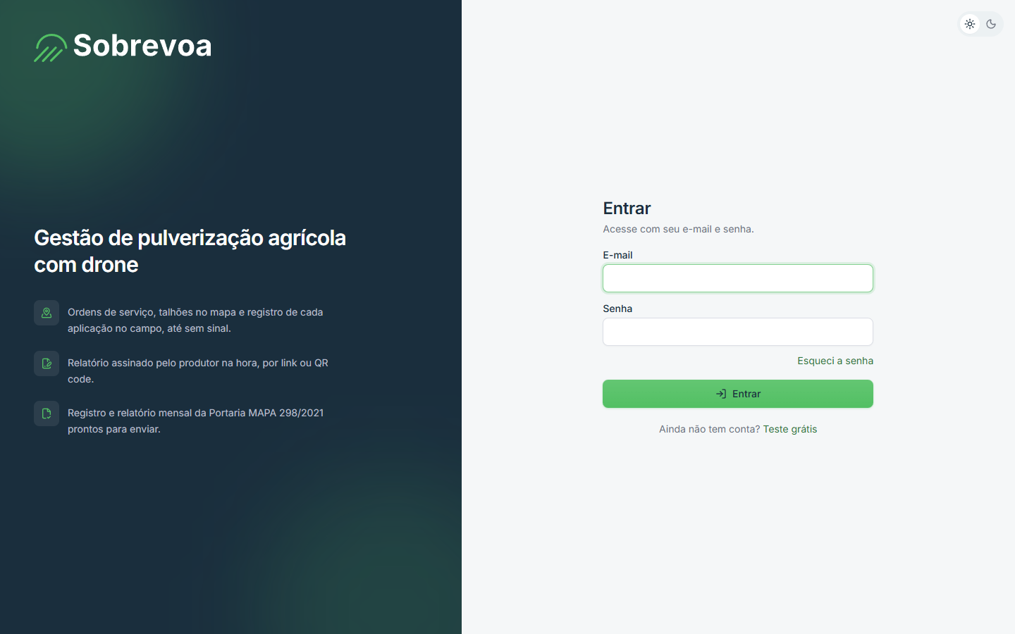 Tela do Sobrevoa: Como entrar no Sobrevoa